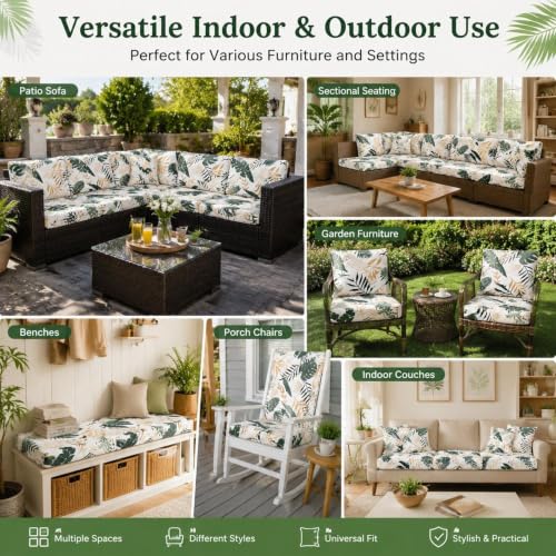 Fundas de asiento para terraza de 4 piezas elásticas para sofás y sillas 5