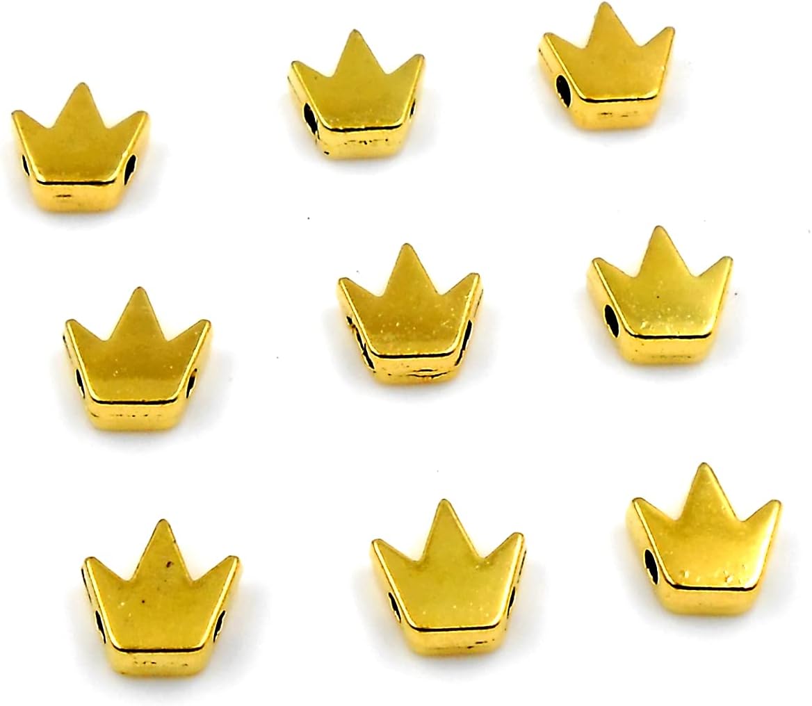 JAZ? Beautiful SMALL & Cute Golden Colour Crown Charms Bead for Jewellry Making Pack of 30 pcs.