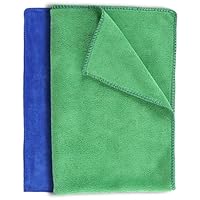 Vroxdrez® Banbum‑Banmwolltucher, 2 Stück, fusselfreie Reinigungstücher – saugstark & kratzfrei, perfekt für empfindliche Oberflächen in Küche & Bad, langlebig & umweltfreundlich (Grün und Blau)