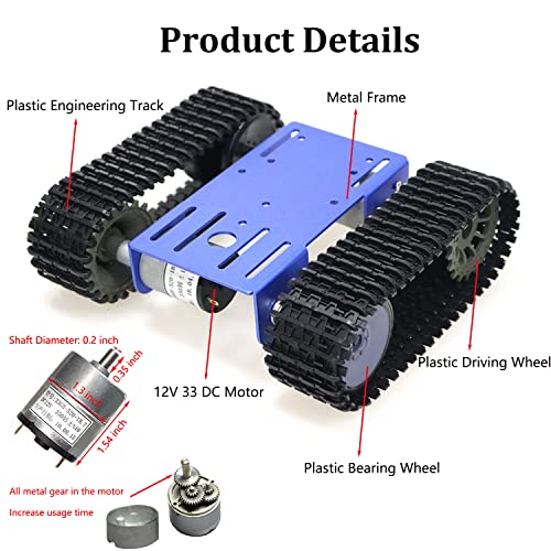 Diy Tracked Robot Chassis Smart Tank Car Chassis Kit With 2Pcs Motor, Caterpillar Moving Robotic Tank Platform With Plastic Tracks For Arduino Raspberry Pie Microbit Python Steam (Blue) #TOP2
