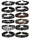 FIBO STEEL 12 Pcs Braided Leather Bracelets for Men Women Cuff Bracelet,Adjustable