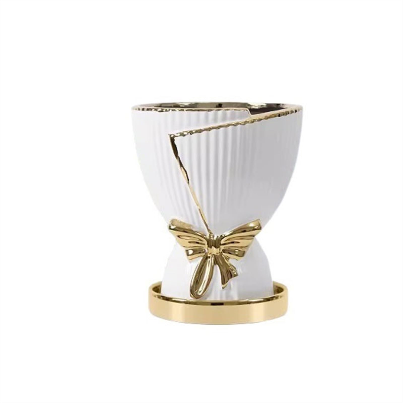 SDA287MZ Luxury Style Ceramic Flower Pots with Bottom Bracket Creative Personalized Pot Plant Household Tulip Multifunction(White)
