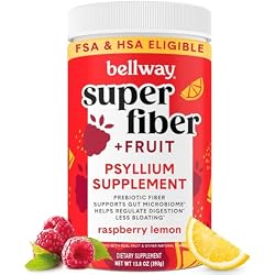 Bellway Super Fiber + Fruit, Organic Psyllium Husk Powder, Sugar-Free | Prebiotic Fiber Supplement for Digestive & Gut Health, Regularity, Plant-Based, Non-GMO, Aspartame-Free, 50 Servings