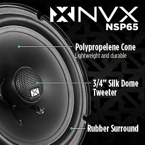 Nvx Set Of 2 N-Series 6 1/2 Inch Professional Grade True 80 Watt Rms 2-Way Coaxial Car Speakers With Silk Dome Tweeters #TOP1
