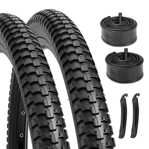 Hycline 29x2.1 Mountain Bike Tires Set 2-Pack Folding MTB Tires with Tubes & Tire Levers Stable Knobby Tires for Mountain Trail & Long-Distance Riding