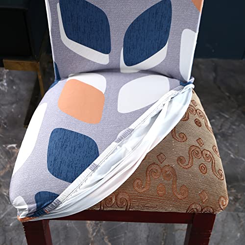 Image of House of Quirk Elastic Chair Cover Stretch Removable Washable Short Dining Chair Cover Protector Seat Slipcover (Pack of 4, Multi Block)