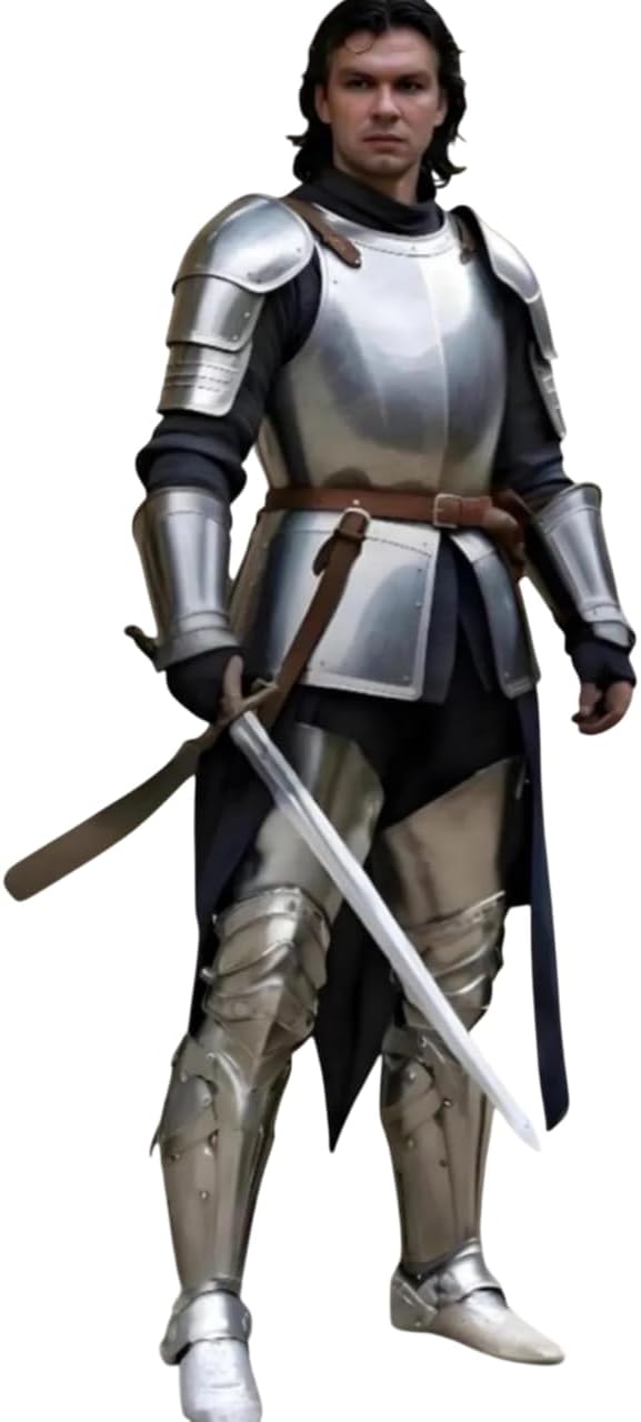 NauticalMart Medieval Knight Full Suit Armor- Handmade18 Gauge Steel Sliver Finish Wearable Body Armour Set Prefect For LARP & Halloween Movie Costume