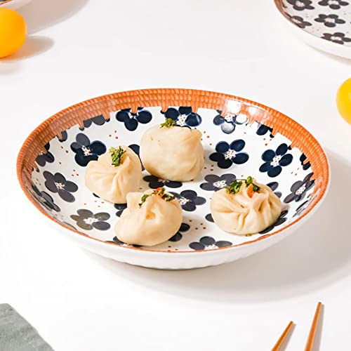 Image of Porcelain Bowls and Plates Dinnerware Set, Japanese Style Set of Bowls and Plate with Gift Box, Assorted Dinner Serving Set for Cereal, Soup, Pasta, Oatmeal, Salad, Rice (8 Bowl + 4 Plate)