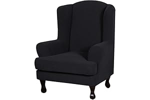 younar Black Stretch Furniture Cover Wingback Chair Cover Spandex Jacquard Machine Washable