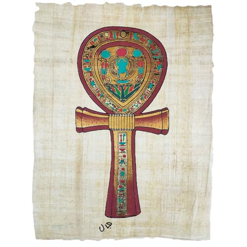 Papiro Egipcio pintado a mano de 23x33 cm, cuadro decorativo del Ankh