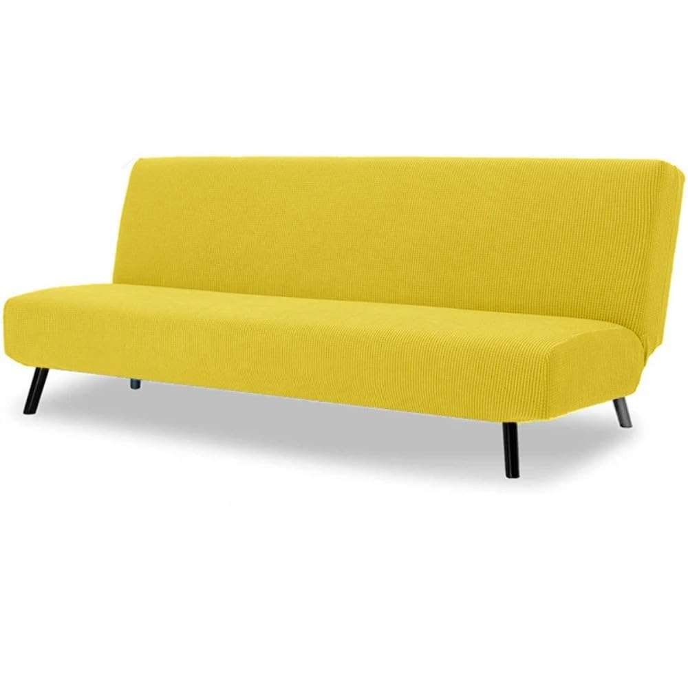 Funda sofa cama sin brazos amarilla lavable de tela polar L
