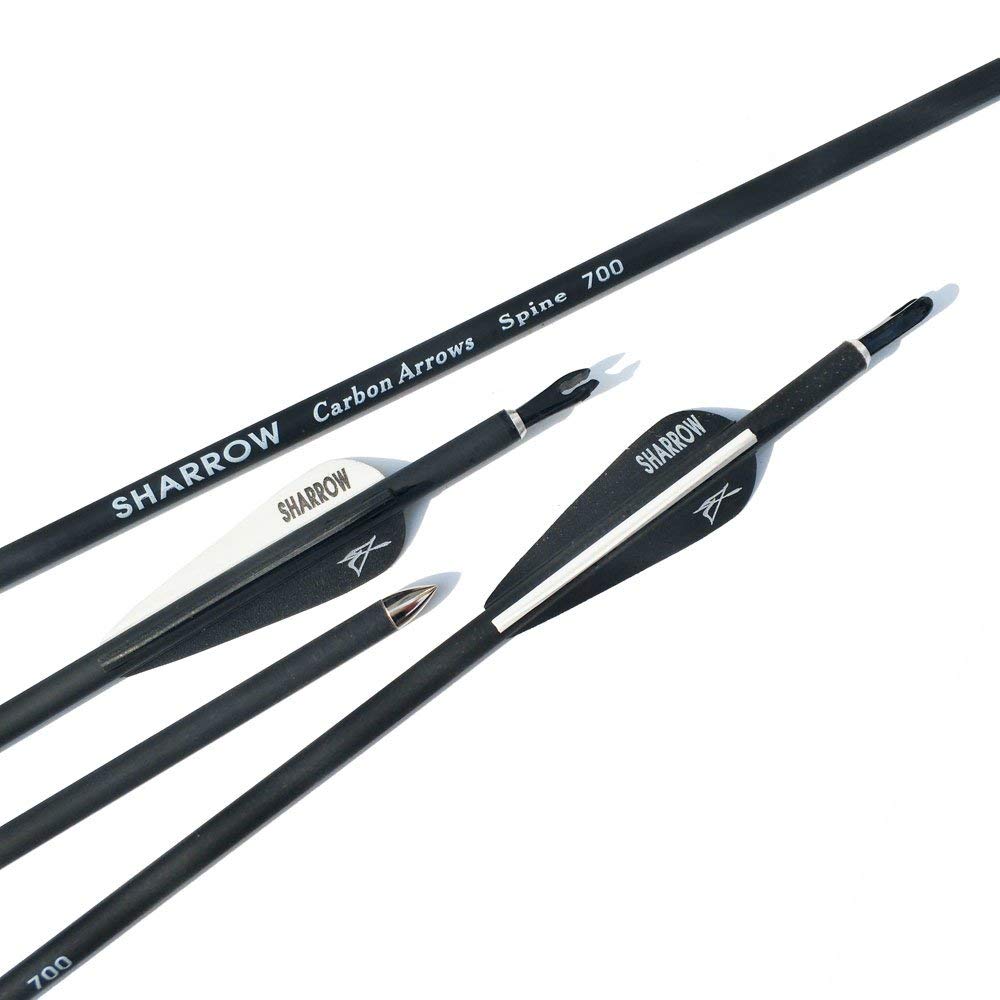 SHARROW 12pcs Flèches De Carbone 30 Pouces Flèches De Chasse Spine 500
