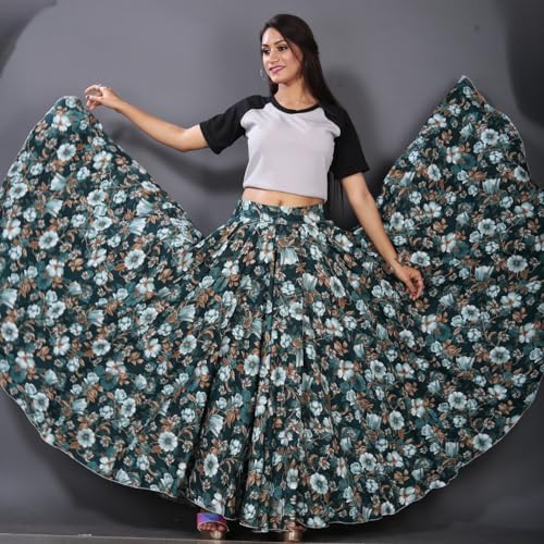 Image of JYESHTA Women's American Crepe Flared A Line Stitched Long Skirt with 12 Mtr Flare 40 in Height | Skirts for Women Long Length | Long Skirts for Girls