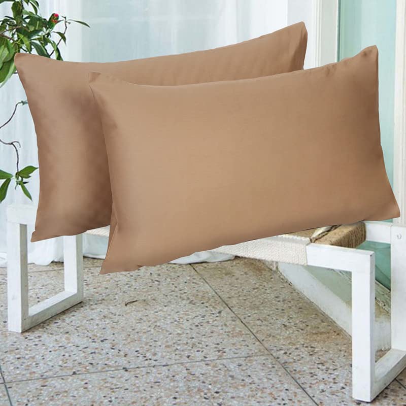 Image of Naksh Cotton 210 TC Plain Pillow Covers Set of 2, Khaki Pillow Cover | Sleep Pillow Covers (18 in x 27 in) |Soft Pillows Covers Cotton for Big Pillows