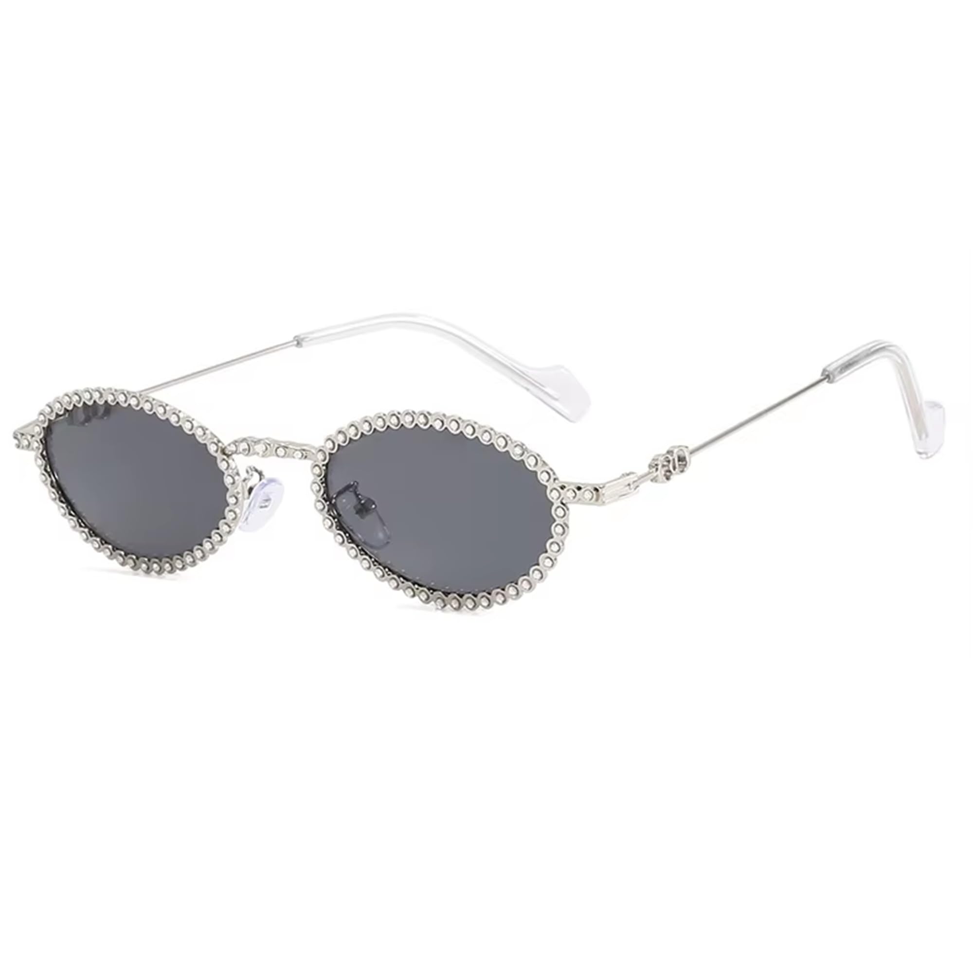 Glam Diamond Studded Sunglasses for Women | Rhinestone Luxury Crystal Bling Oval Frame | Fashion Jewellery Style Unisex UV Protection Eyewear (M268)-image-3