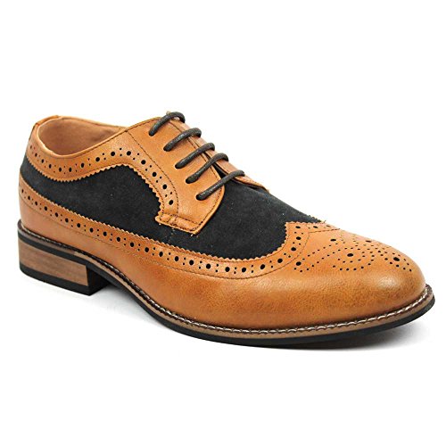 New Men's Wing Tip Brogue Suede Leather Lace Up Modern Dress Shoes Azar