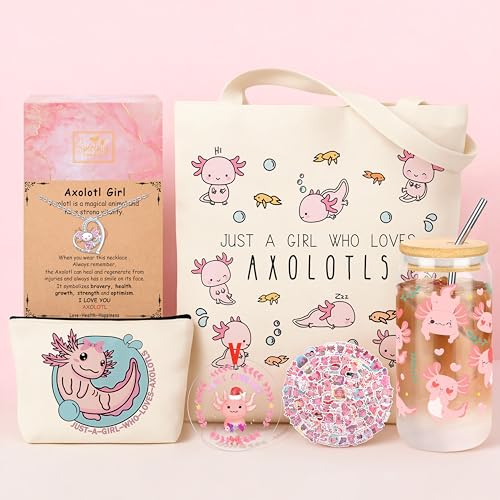 SiplyHaven 6PCS Axolotl Gifts, Cute Axolotl Accessories Basket for Axolotl Lovers Birthday Gifts for Girls & Teens (Daughter, Niece)