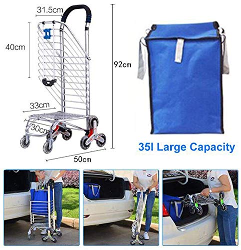 Einkaufstrolley, faltbarer Einkaufswagen auf Rädern, großer und leichter Einkaufstrolley mit abnehmbarer Tasche (A) – Bild 7