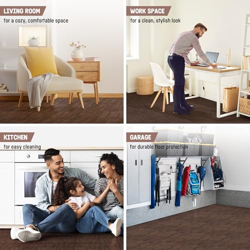 Image of Yes4All EVA Interlocking Mats, Puzzle Floor Tiles, Foam Floor Padding with Border for Furniture, Home Space, Living Room, Garage 11,22,32 SQFT
