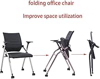 Vista 6 de Silla de escritorio plegable para espacios pequeños, sillas de escritorio para dormitorio con asientos y ruedas acolchados, sillas de escritorio