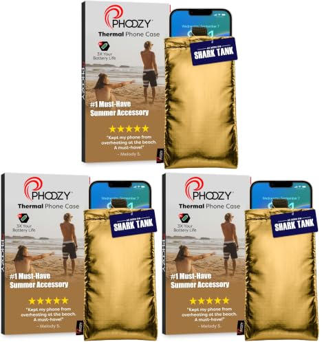 Image of PHOOZY Apollo Thermal Phone Case | Insulated Phone Pouch Extends Battery Life 3X | Heat Resistant Drop Protection | Military Grade Water Resistant | Large | Gold (Pack of 3)