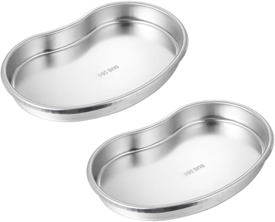CHILDWEET 2pcs Dental Tray Stainless Steel Curved Tray Tool for Dentist Extraction