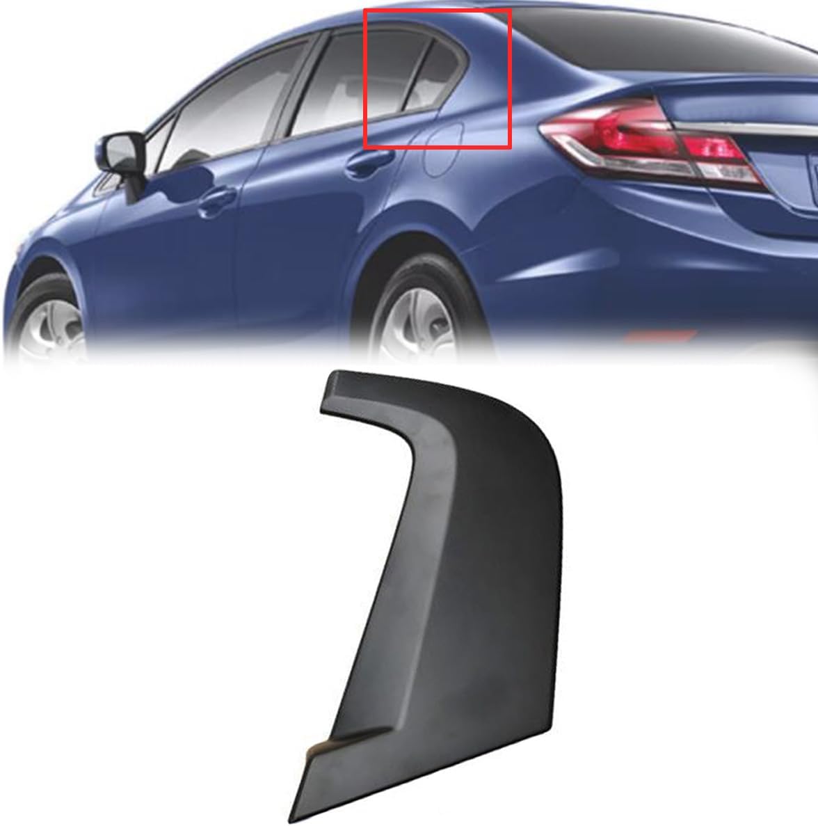 Door Window Pillar Posts Cover Trim Rear Pillar Molding Garnish Trim for Honda Civic 2012 2013 2014 2015 72721TR3A00,72721-TR3-A00 (Left)