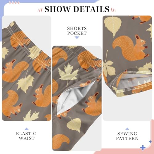 Squirrel Maple Leaf Boys Long Pants Soft Trousers Elastic Waist Kids Lounge Bottoms with Pockets S-XL4