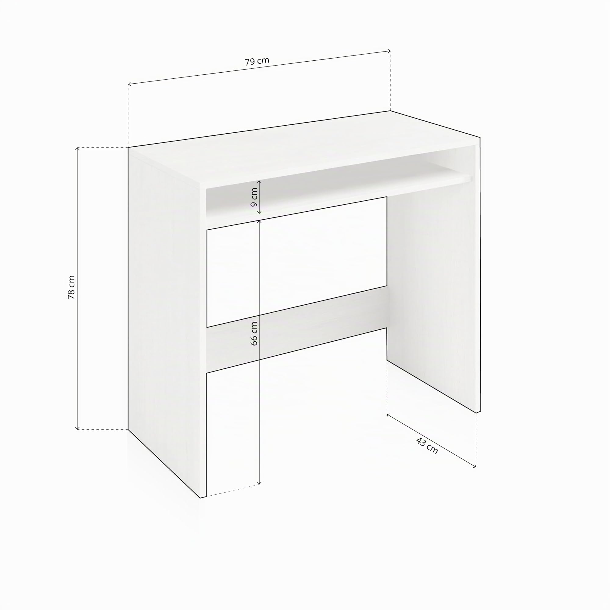 Habitdesign Livia B01 Scrivania, Melamina, Bianco (Blanco Alpes), 79 x 43 x 78 cm