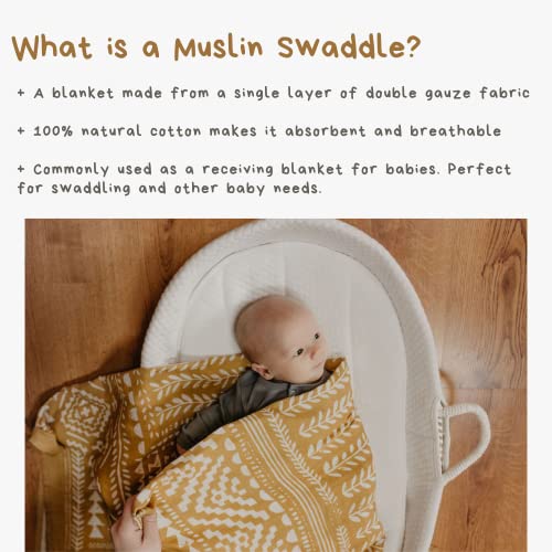 Image of Mini Wander Swaddles for Newborns Muslin Swaddle Blankets - Breathable Soft Gender Neutral Receiving Blanket Baby Essentials | 47 x 47 Cotton - (Tapestry (Honey Gold)