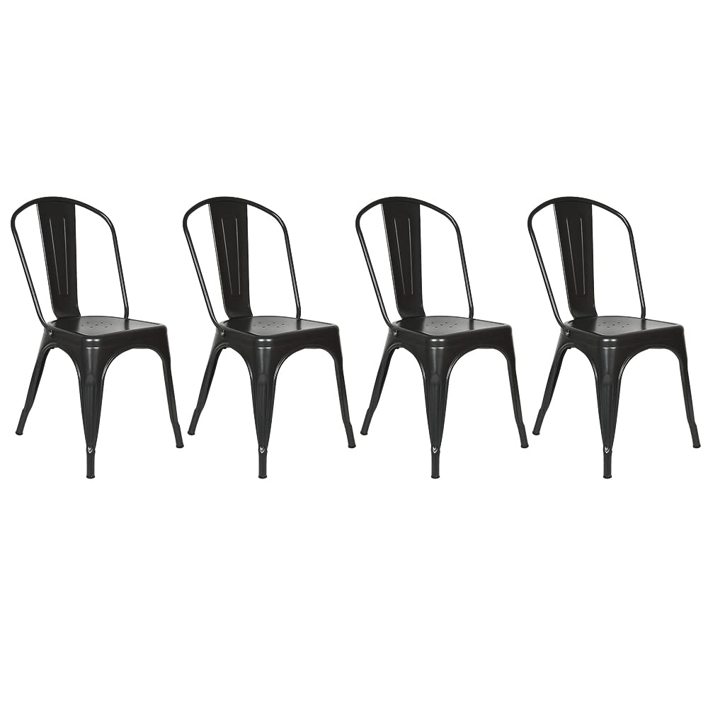 LANTUS Lot de 4 Chaises de Salle à Manger Empilables en Métal Style Industriel Vintage, Convient pour Une Utilisation Intérieure et Extérieure, Chaise de Jardin,85 * 45 * 45cm
