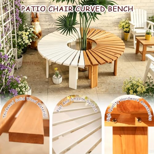 Silla para sentarse en el jardin con diseño semicircular de madera 5