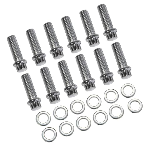 JGhyperX 38400 Intake Manifold Bolt Kit Compatible with Chevy Small Block for Chrysler V8 SBC V6 Blazer and 90A° SBC Set of 3/8