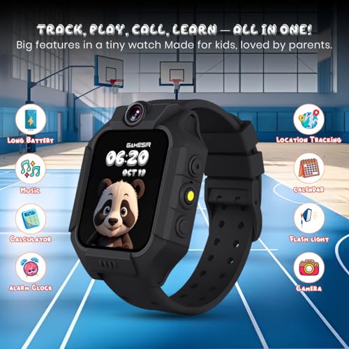 Image of GameSir Q18 Kids Smart Watch, 2G /3G Connectivity, Voice Calling, GPS Tracker, Two-Way Calling, SOS Function, Camera & Water Rasistence, Smartwatch for Kids - Boys & Girls - (Black)