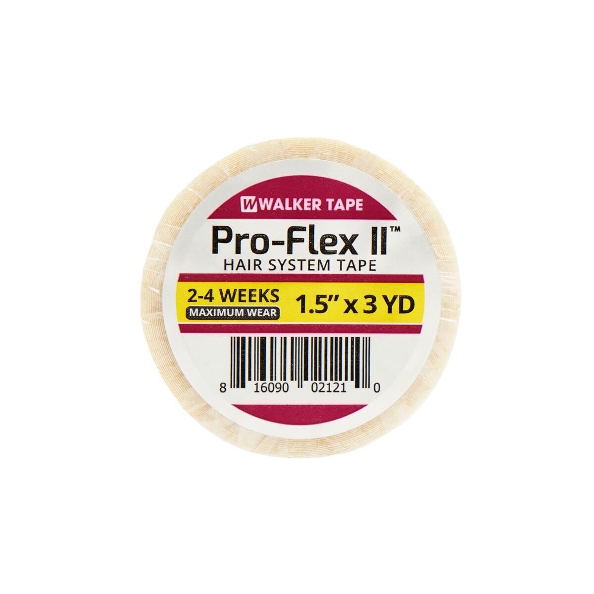 Pro-Flex II Hair System Tape, Maximum Hold 2-4+ Weeks, Flexible Stretchy Carrier, Wide Rolls (3/4X12Y)