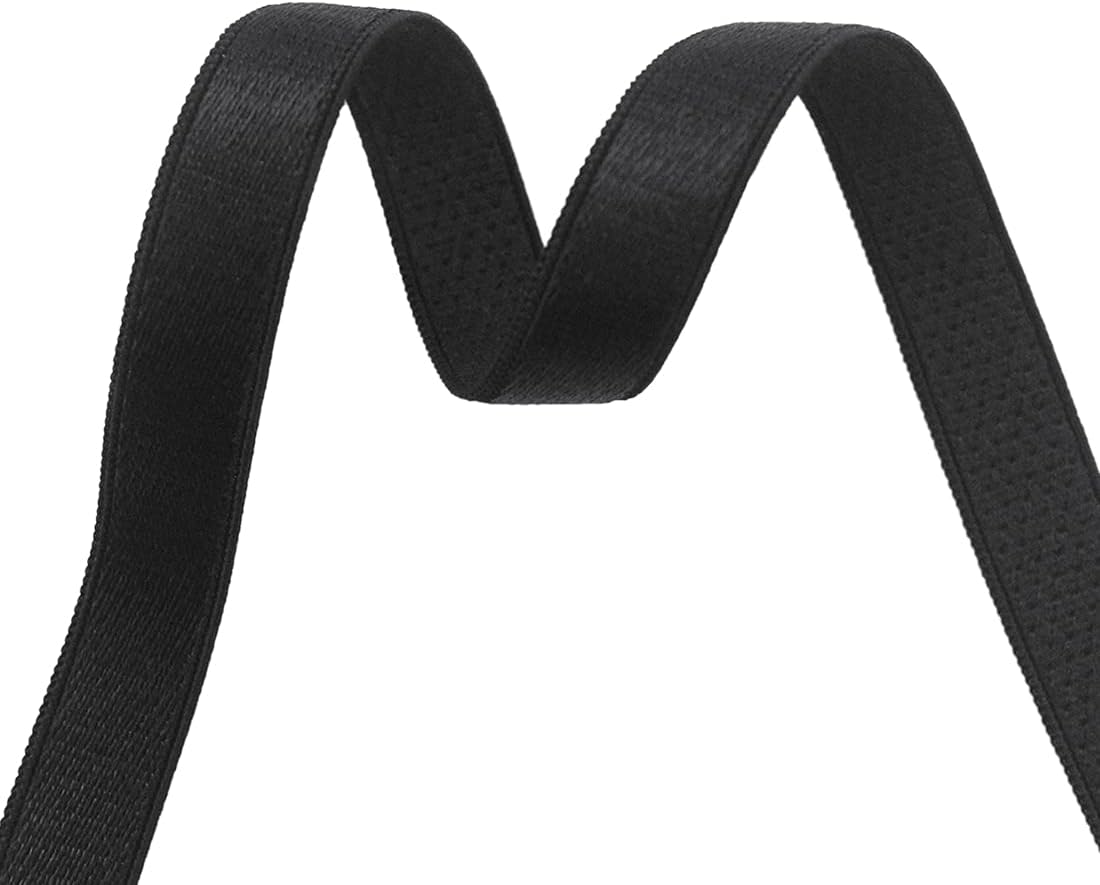 DIY PARK 5 Yard 3/8" 10mm Shiny Nylon Elastics Spandex Satin Bands Shoulder Tapes Bra Strap Underwear Lingerie Sewing Trim (Black)