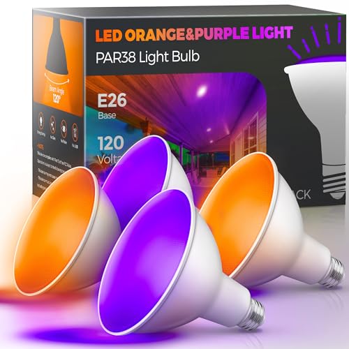 Image of L LOHAS LED Orange Purple Halloween Flood Light Bulbs, 4 Pack