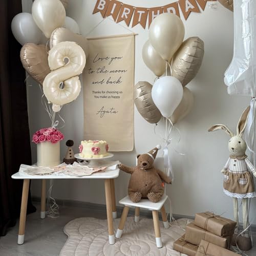 Image of TONIFUL Number Balloon 16 Inch 10 Pcs Caramel 0-9 Birthday Number Balloons