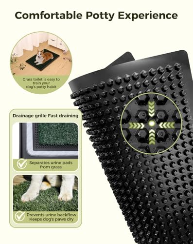 Petcozife 76 x 51 cm Hundetoilette Hundeklo mit 2 Stück Kunstrasen, Wiederverwendbar Waschbar Welpentoilette für Wohnung, Balkon, Zuhause, für Ältere, Kleine, Grosse Hunde