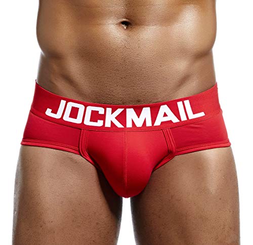 JOCKMAIL Mens Red Underwear Boxer Briefs Mens Trunks Sexy Gay Sleepwear Panties XXL Red