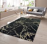 Teppich Marmor Optik in schwarz Gold Größe 160x230 cm