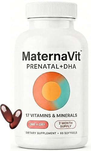 MaternaVit 1 a day Prenatal vitamins for women 2 month: Folic acid, Fish Oil Omega 3 DHA-EPA, Vitamin D3, B6, Vitmain B12, C, E, Calcium, Iron, Magnesium, Zinc supplement FSA eligble multivitamin