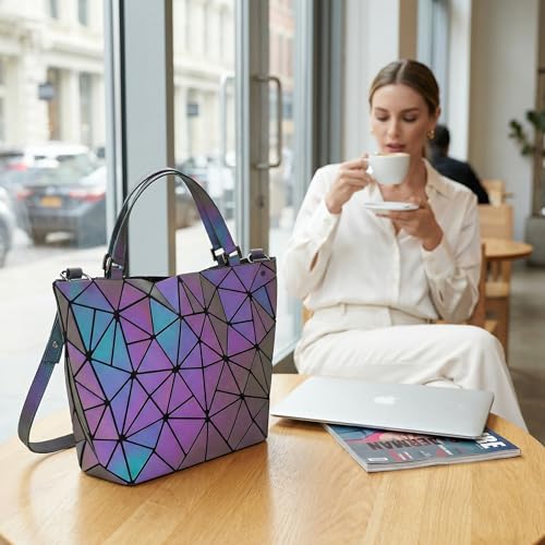 Bolso geométrico para mujer bolso holográfico reflectante miniatura 2