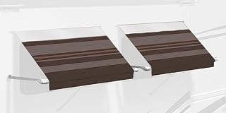 Carefree IE0407B00 SL Premium Chocolate 4.0' Long RV Camper Complete Window Awning with White Arms (Chocolate Stripe with White Wrap and Red Tenera Thread)