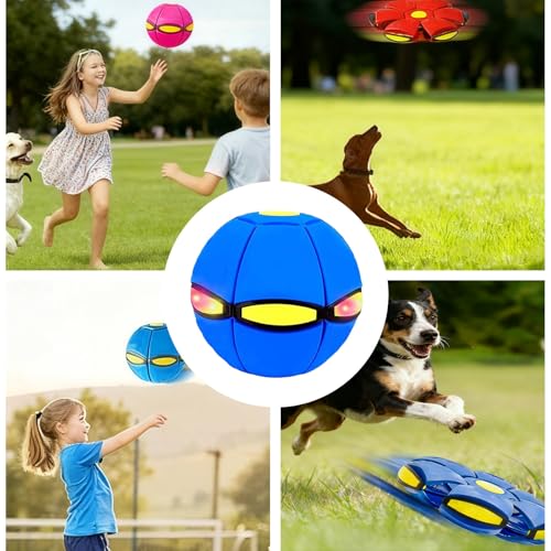 Hüpfball Kinder, 2026 Neuer Hüpfball Für Kinder, Magische Fliegende Untertasse,Dual-Form Frei Umschaltbar Mit 6 Lichtern Für Eltern-Kind-Spiele (#Hellblau)