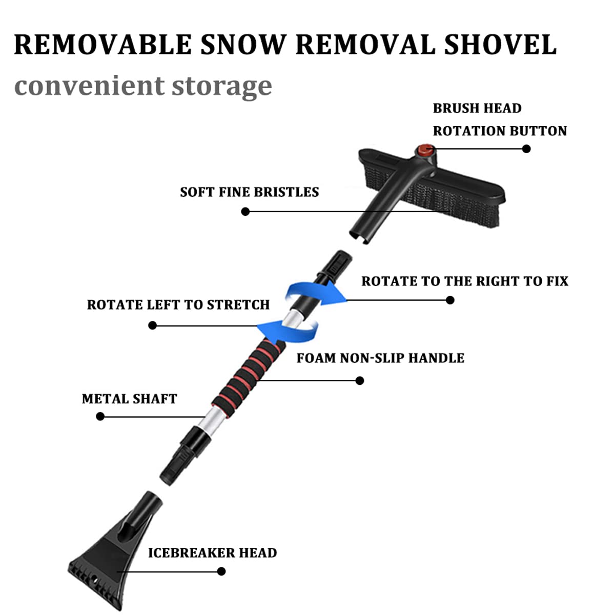 Pelle à Neige Voiture grattoir à Glace Brosse de Nettoyage Extensible Auto Pare-Brise Pelle à Neige Brosse Hiver grattoir à Glace Outils de décapage