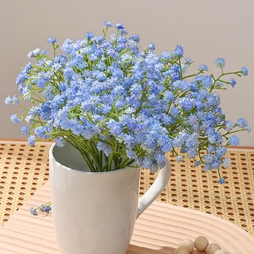 Image of Art Street Babys Breath Blue Flowers Artificial Gypsophila Bouquets Flowers | New Year Mothers Day Gifting, Faux Flowers for Vases | Decoration Items for Living Room| Set of 3 (Size: 14 Inch)