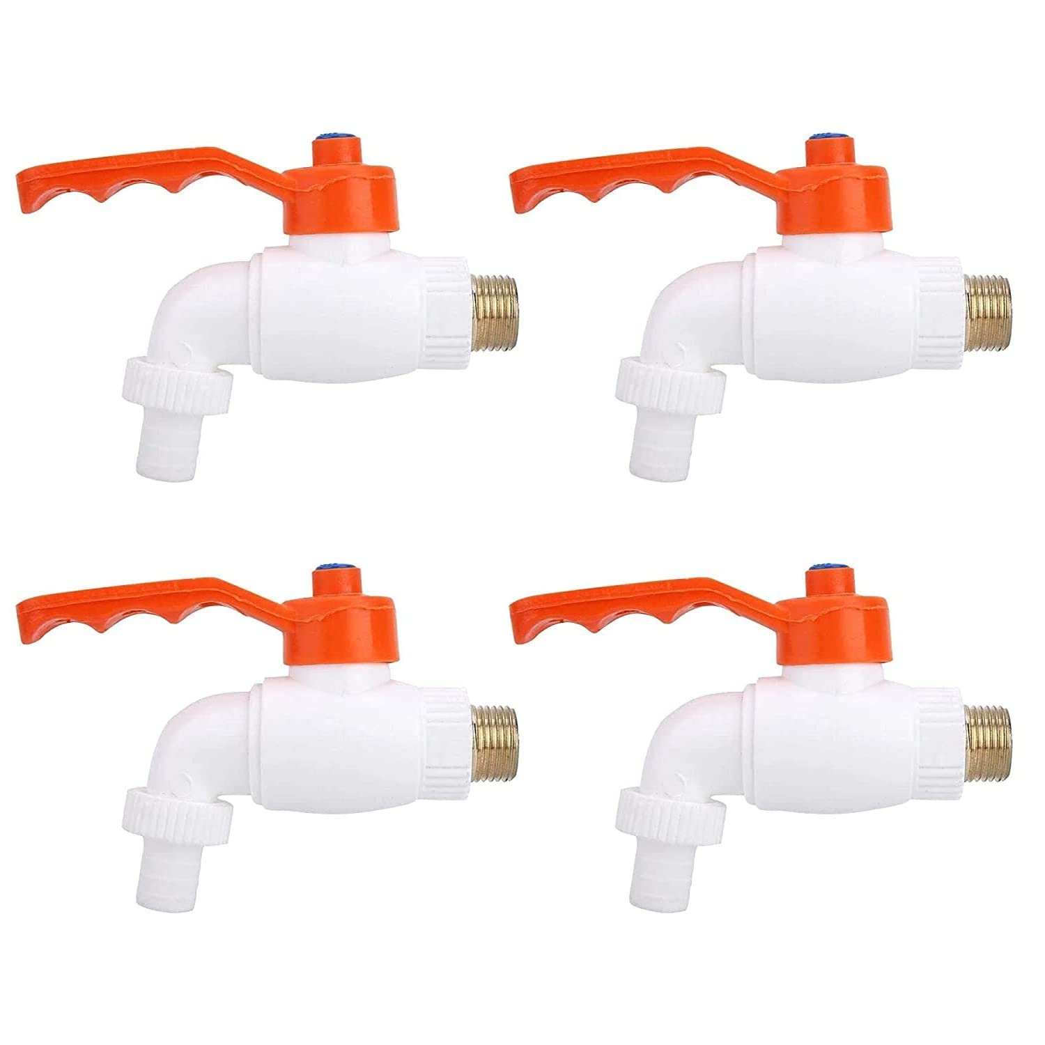 Clinton Plastic Heavy Duty White Turkey Nozzle Bib Cock Tap, Garden Tap (Pack of-4)