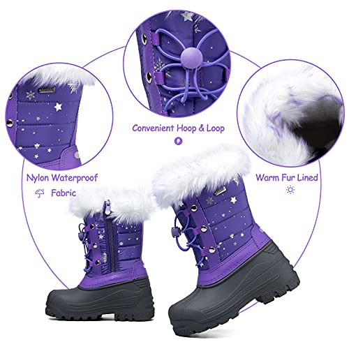 K KomForme Boys & Girls Snow Boots Insulated Fur Lined Warm Anti-Slip Waterproof Winter Boot (Toddler/Little Kid/Big Kid)3