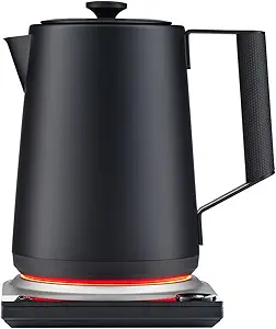 SAKI Luna Pro Variable-Temperature Electric Kettle 1.75 L, 6 Presets & 0-120 min Keep-Warm, Plastic-Free 304 Stainless, Altitude-Calibrated LCD, 1500 W Fast-Boil Auto Shut-Off, Matte Black
